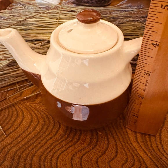 VTG MCM Oxford Stoneware Two-Tone Gloss Ceramic Teapot Farmhouse Cottage Core - Picture 5 of 8